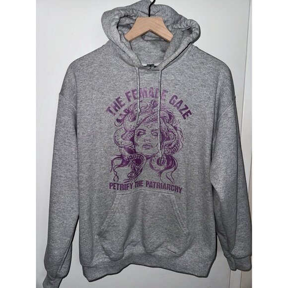 The Female Gaze Hoodie Women Size Medium Light Heather Gray Pullover Sweatshirt - Picture 1 of 6